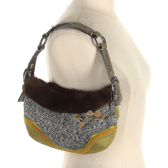 COACH Hobo with MINK PYTHON SUEDE Handbag - GREEN - Picture 1 of 6